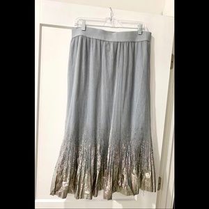 Silver Ombré Tulle Midi Skirt